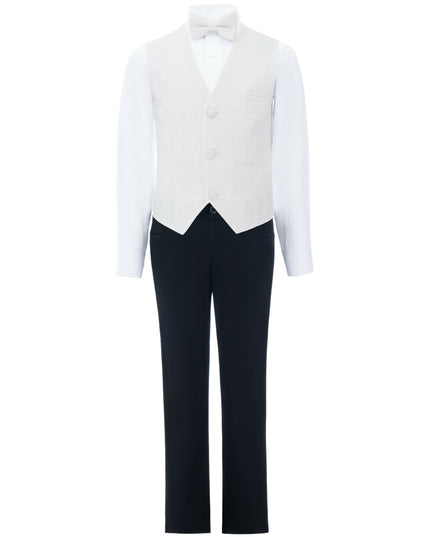 kids atelier moustache Cream Taddeo Floral Vest Outfit Set