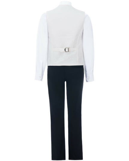 kids atelier moustache Cream Taddeo Floral Vest Outfit Set