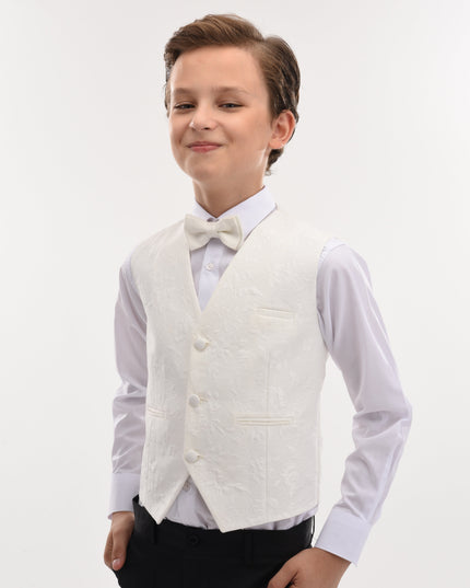 kids atelier moustache Cream Taddeo Floral Vest Outfit Set