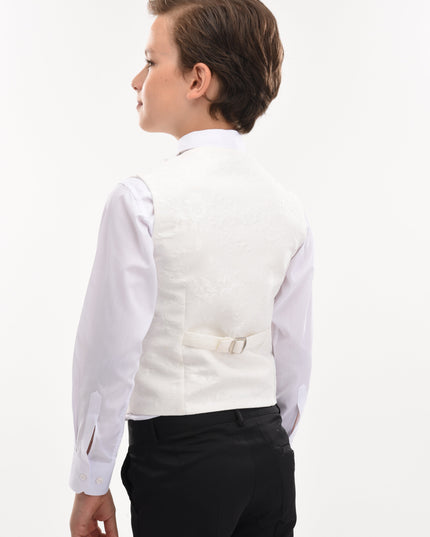 kids atelier moustache Cream Taddeo Floral Vest Outfit Set