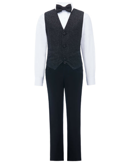 kids atelier moustache Black Nero Floral Vest Outfit Set