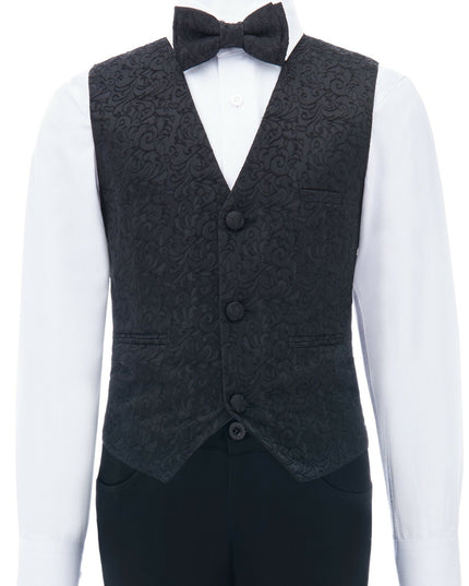 kids atelier moustache Black Nero Floral Vest Outfit Set