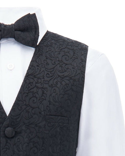 kids atelier moustache Black Nero Floral Vest Outfit Set