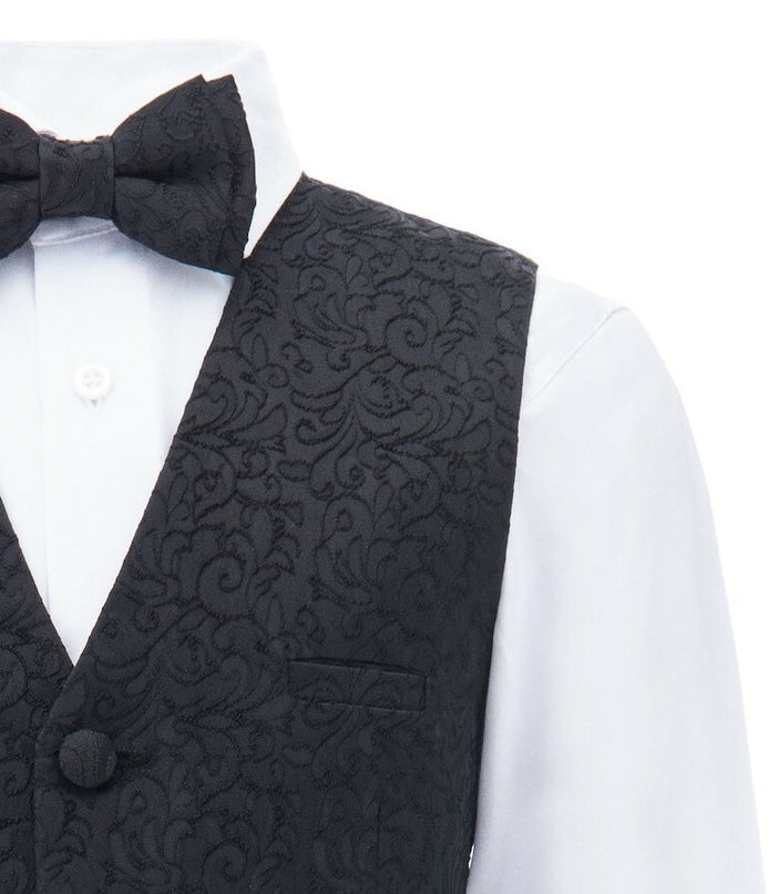 kids atelier moustache Black Nero Floral Vest Outfit Set