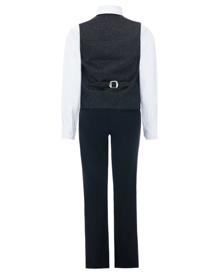 kids atelier moustache Black Nero Floral Vest Outfit Set