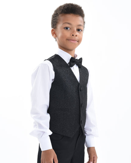 kids atelier moustache Black Nero Floral Vest Outfit Set