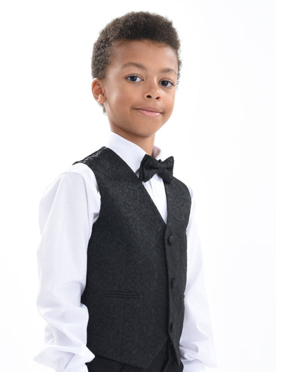 kids atelier moustache Black Nero Floral Vest Outfit Set