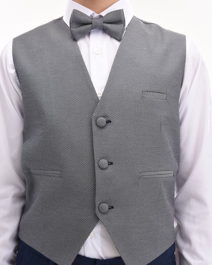 kids atelier moustache Gray Almendra Vest Outfit Set