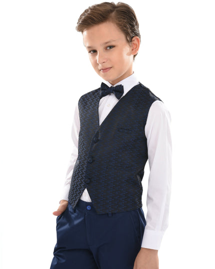 kids atelier moustache Blue Ezio Vest Outfit Set