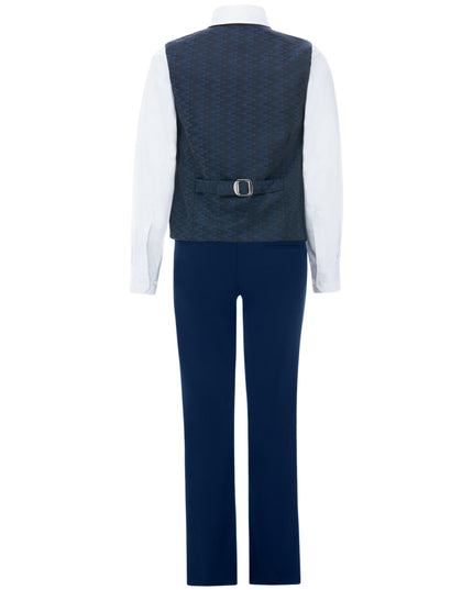 kids atelier moustache Blue Ezio Vest Outfit Set