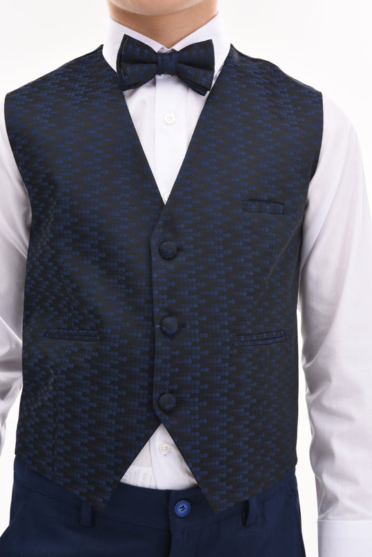 kids atelier moustache Blue Ezio Vest Outfit Set