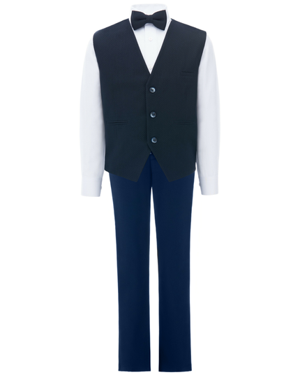 Kids atelier moustache-Navy Benito Vest Outfit Set