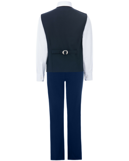 Kids atelier moustache-Navy Benito Vest Outfit Set