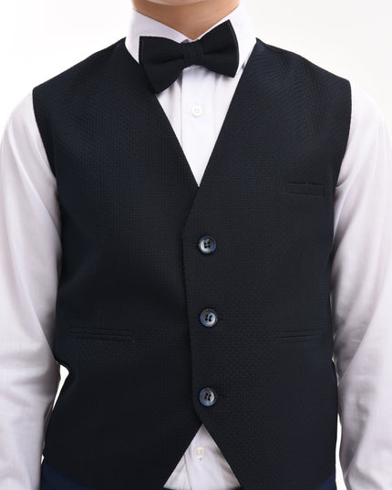 Kids atelier moustache-Navy Benito Vest Outfit Set