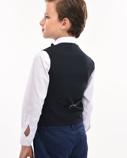 Kids atelier moustache-Navy Benito Vest Outfit Set