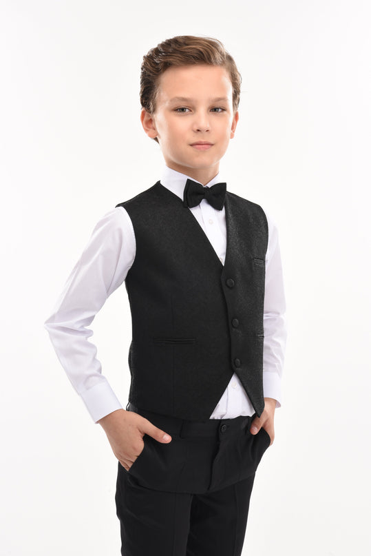 Kids atelier moustache Black Zenon Vest Outfit Set