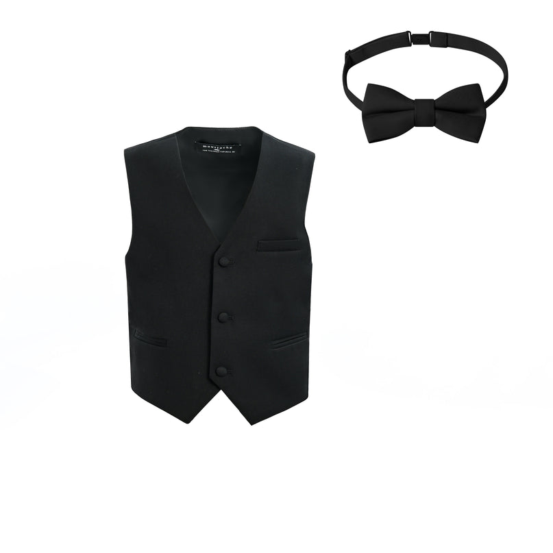 kids atelier moustache Black Vest Bow Tie Set