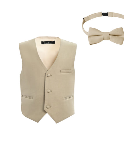 kids atelier moustache Beige Vest & Bow Tie Set