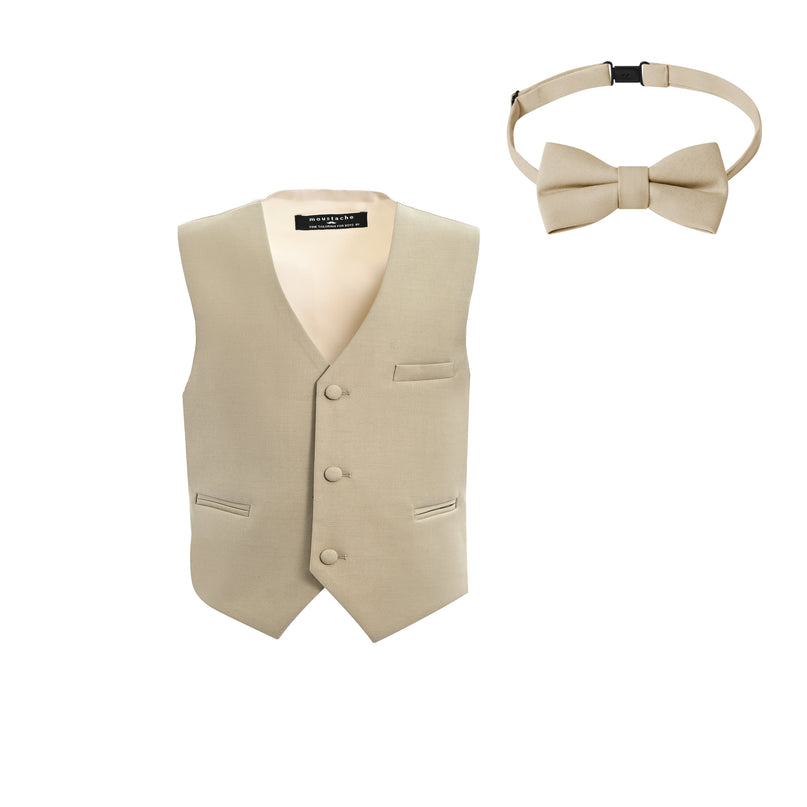 kids atelier moustache Beige Vest & Bow Tie Set