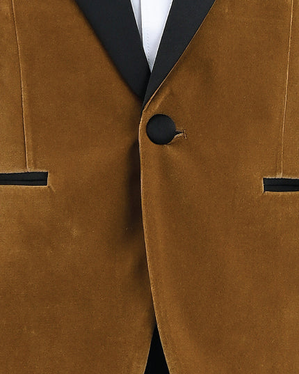 kids atelier moustache Brown Velvet Suit with Black Accents