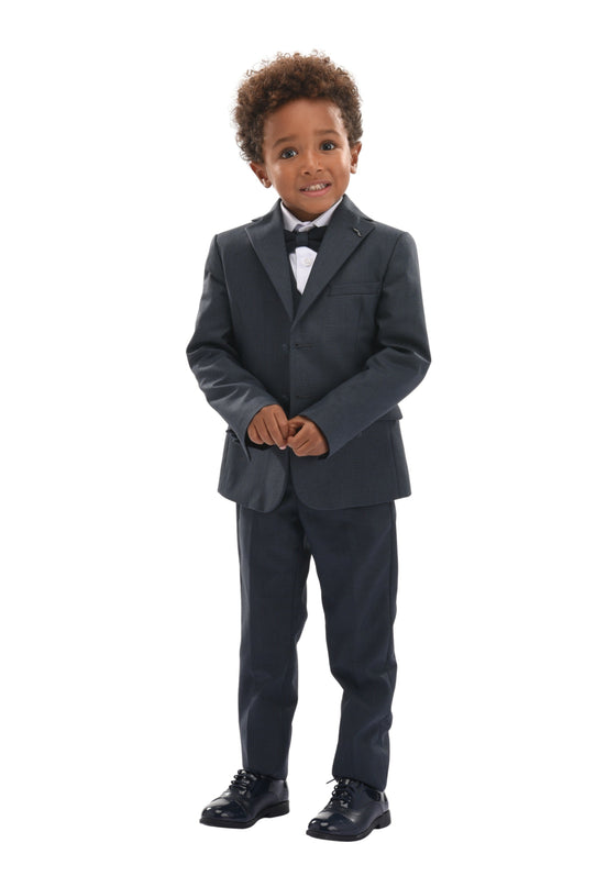kids atelier moustache Steel Blue 5pc Peak Lapel Tuxedo