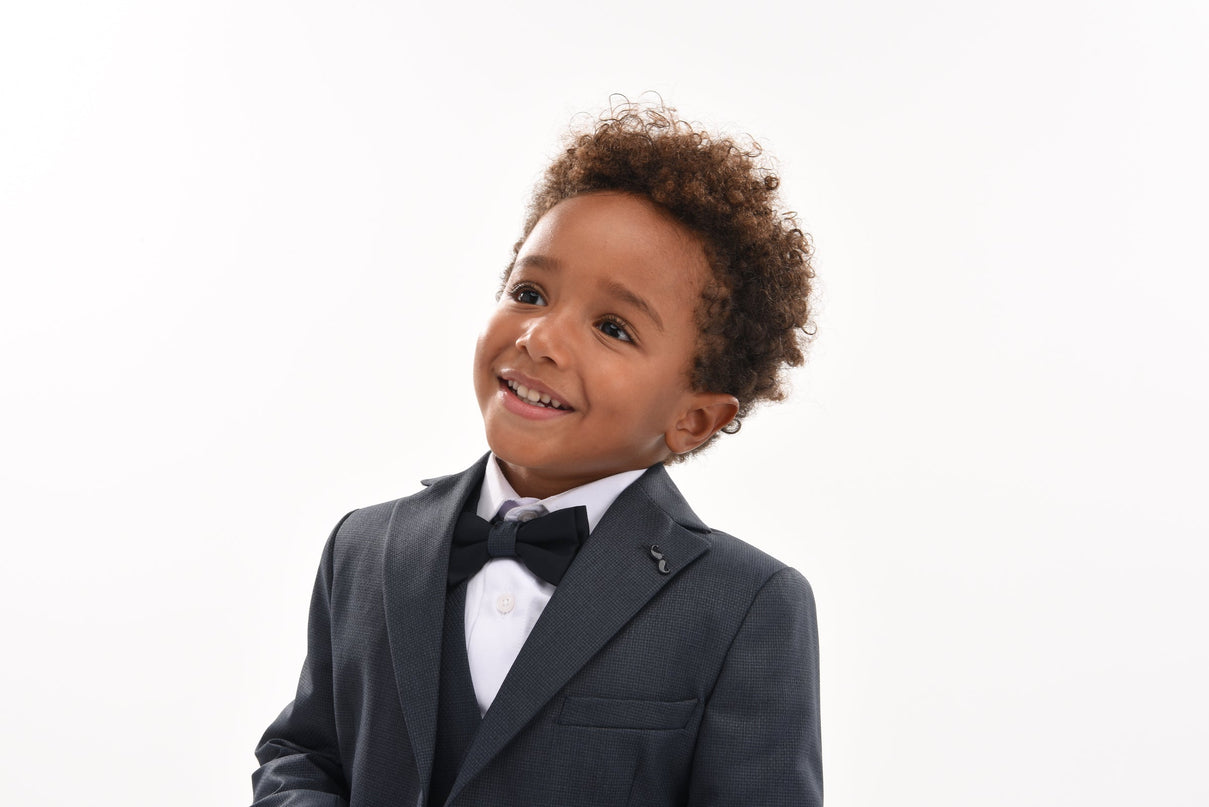 kids atelier moustache Steel Blue 5pc Peak Lapel Tuxedo
