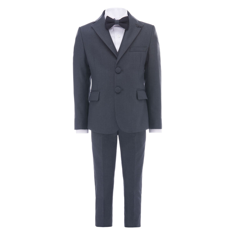 kids atelier moustache Steel Blue 5pc Peak Lapel Tuxedo