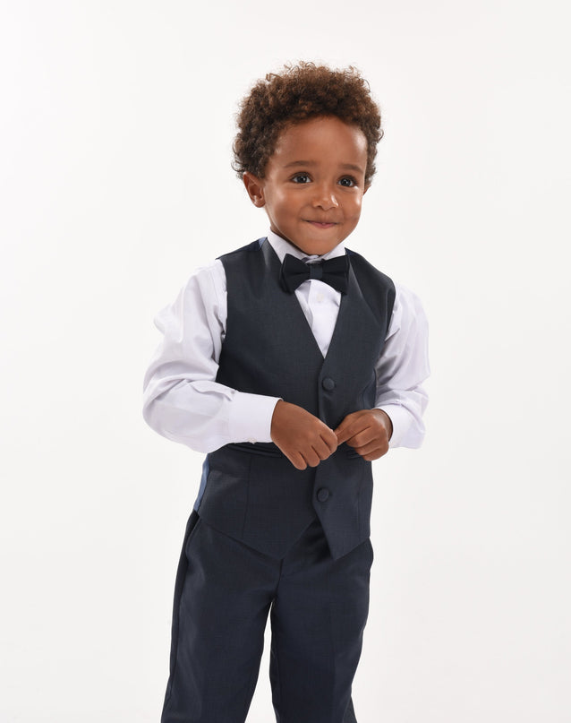 kids atelier moustache Steel Blue 5pc Peak Lapel Tuxedo