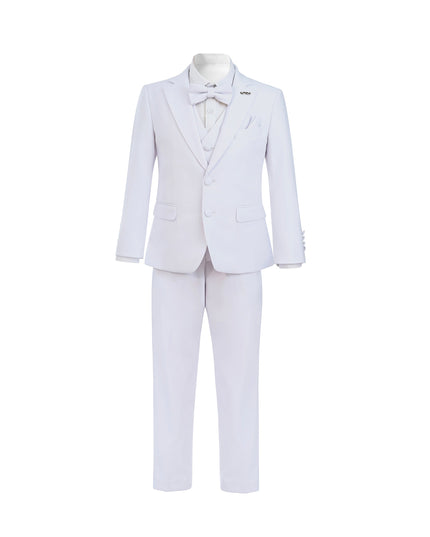 kids atelier moustache White Suit Peak Lapel Tuxedo Set