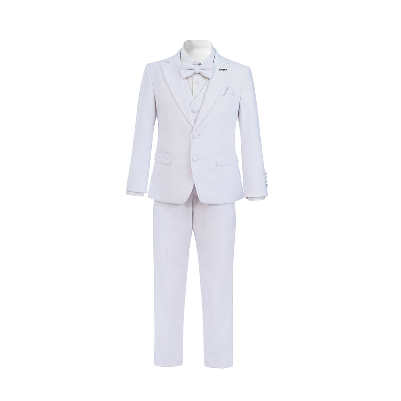 kids atelier moustache White Suit Peak Lapel Tuxedo Set
