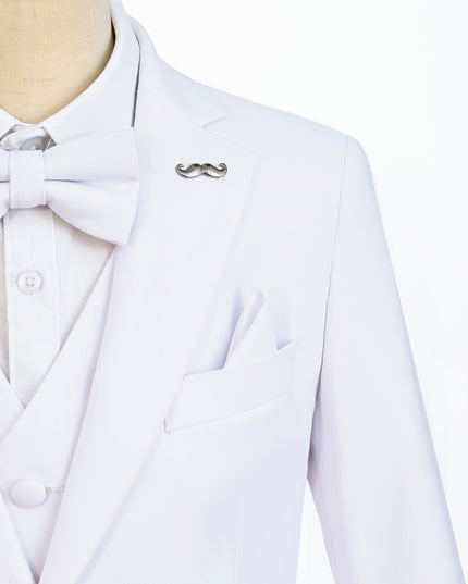 kids atelier moustache White Suit Peak Lapel Tuxedo Set