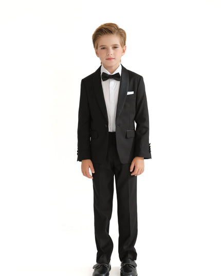 kids atelier moustache Black Shawl Lapel Wool Suit