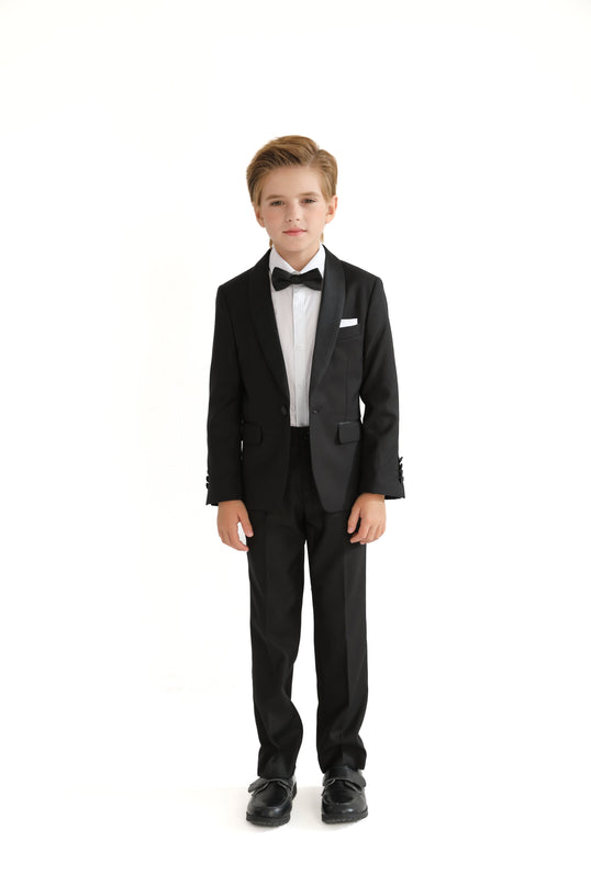 kids atelier moustache Black Shawl Lapel Wool Suit