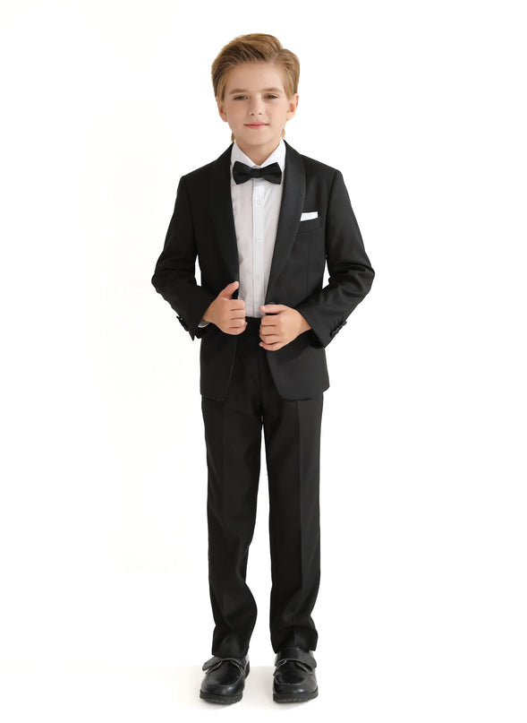 kids atelier moustache Black Shawl Lapel Wool Suit