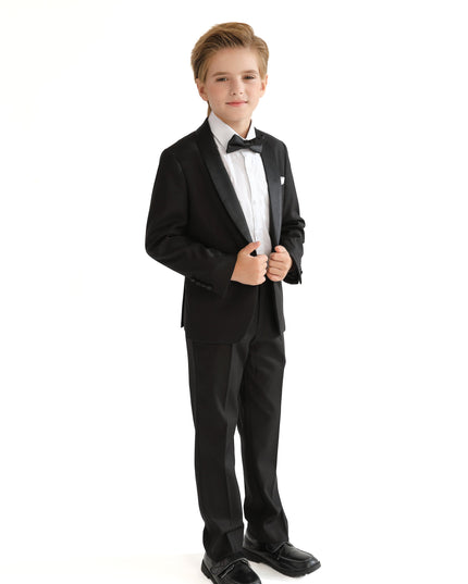kids atelier moustache Black Shawl Lapel Wool Suit