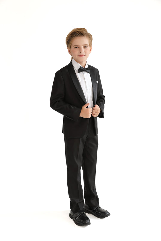 kids atelier moustache Black Shawl Lapel Wool Suit