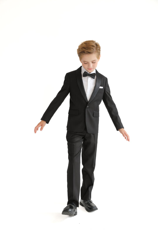 kids atelier moustache Black Shawl Lapel Wool Suit