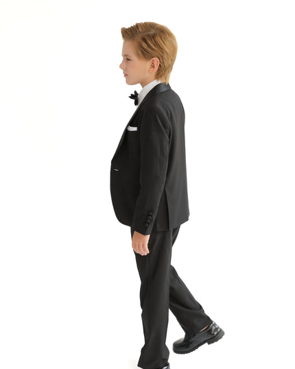 kids atelier moustache Black Shawl Lapel Wool Suit