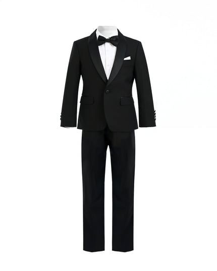 kids atelier moustache Black Shawl Lapel Wool Suit