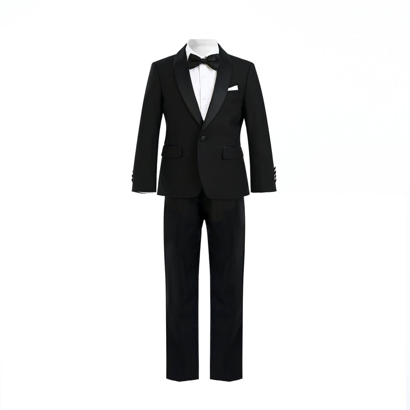 kids atelier moustache Black Shawl Lapel Wool Suit