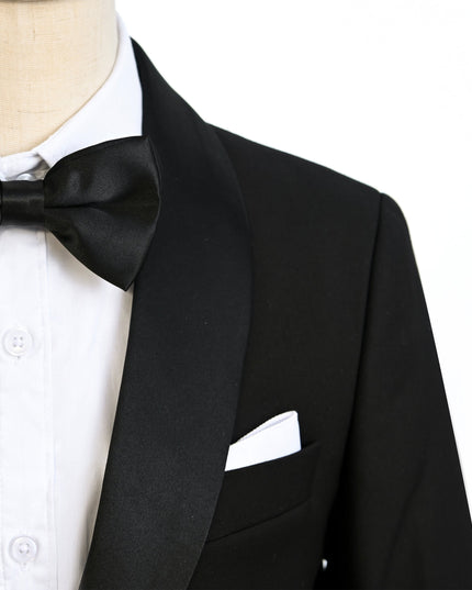 kids atelier moustache Black Shawl Lapel Wool Suit