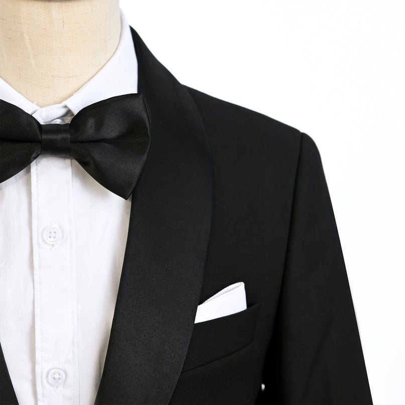 kids atelier moustache Black Shawl Lapel Wool Suit