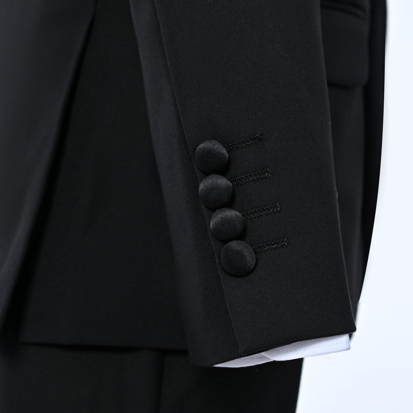 kids atelier moustache Black Shawl Lapel Wool Suit