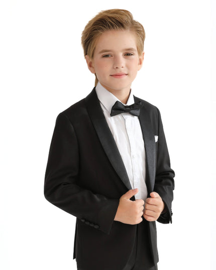 kids atelier moustache Black Shawl Lapel Wool Suit