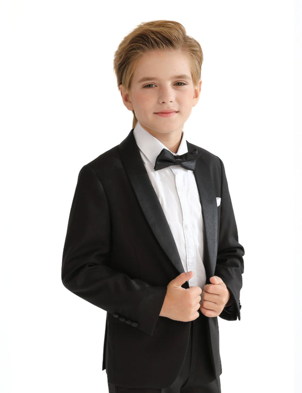 kids atelier moustache Black Shawl Lapel Wool Suit