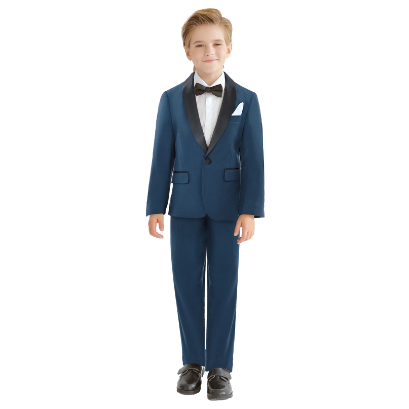 kids atelier moustache Navy Shawl Lapel Wool Suit