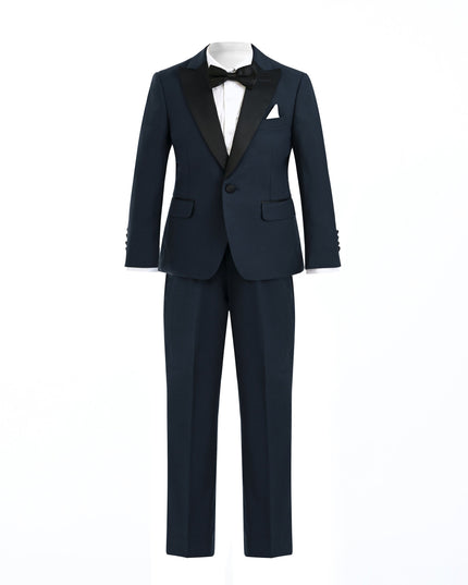 kids atelier moustache Navy Shawl Lapel Wool Suit