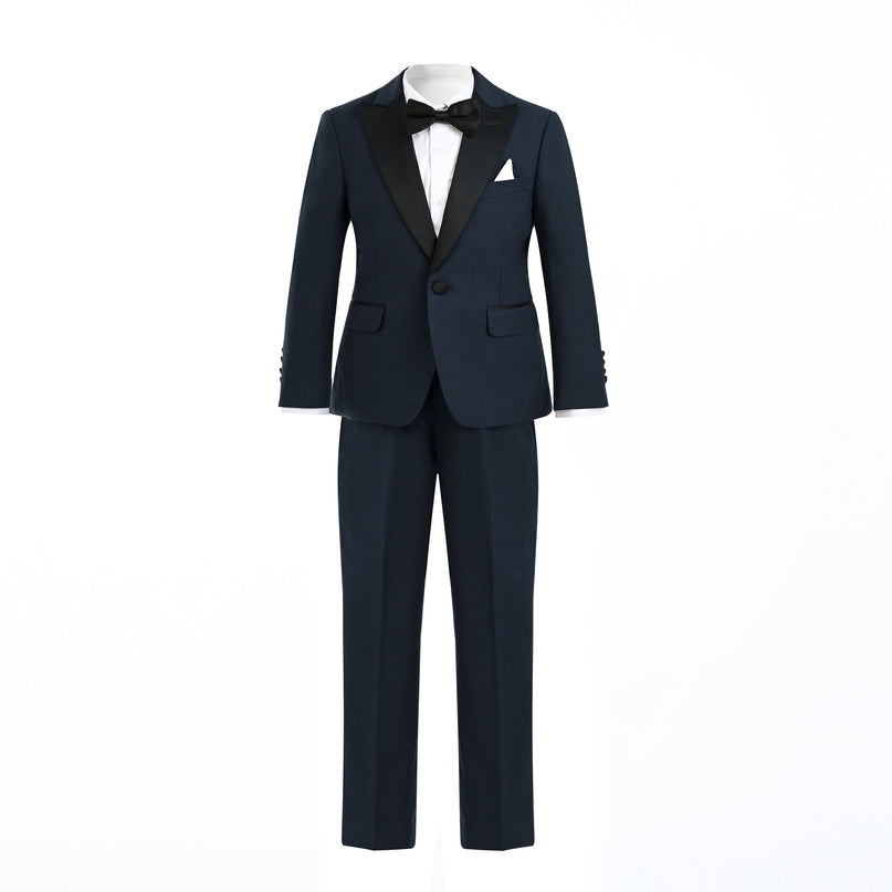 kids atelier moustache Navy Shawl Lapel Wool Suit