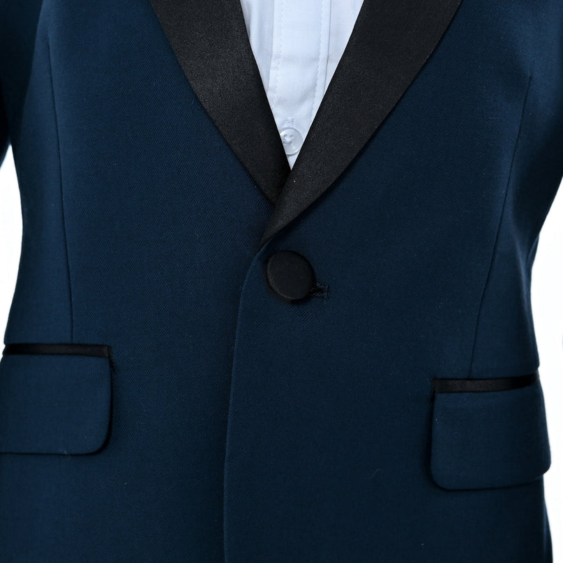 kids atelier moustache Navy Shawl Lapel Wool Suit