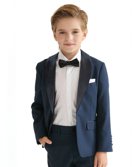 kids atelier moustache Navy Shawl Lapel Wool Suit